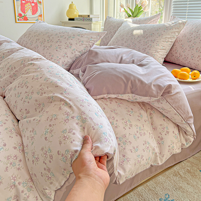 1 Stück lila Lavendel bedruckter Bettbezug Einzel-/Königin-/König-Größe-Bettbezug für Doppelbett, Blumen-Housse de Couchette220 x 240 cm