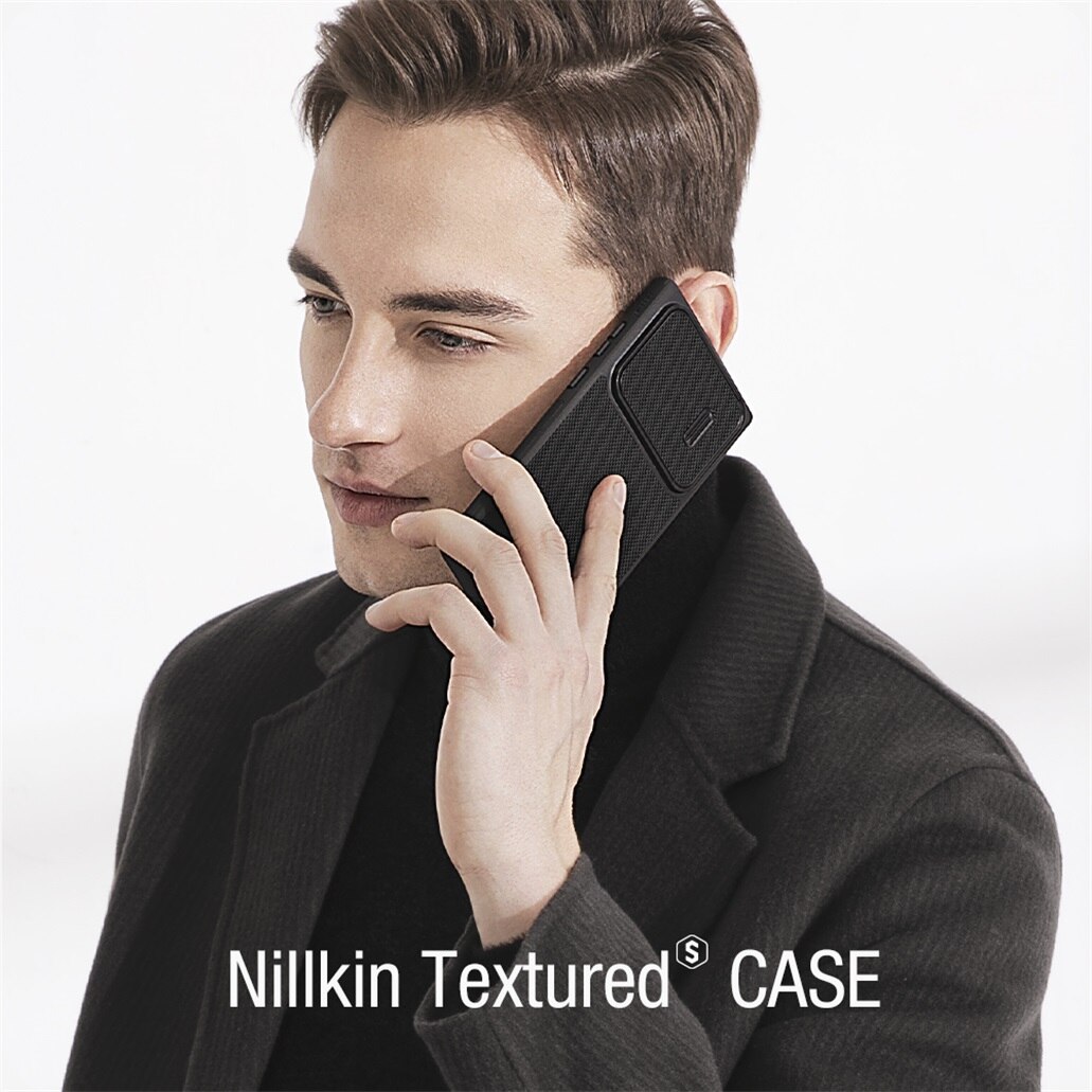 For samsung galaxy  s22 ultra veske nillkin teksturert nylonfiberveving semi-automatisk skyve kameradeksel for samsung  s22 ultra