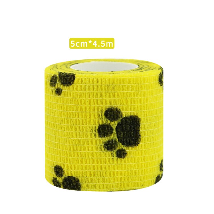 18 Kleuren Kleurrijke Atletische Wrap Tape Zelfklevende Elastische Bandage Hansaplast Sport Protector Knie Vinger Enkel Palm Schouder: Yellow footprints