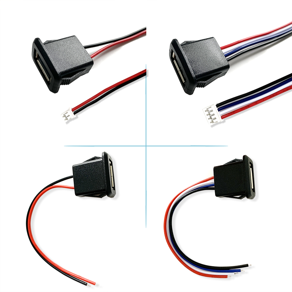 1~10pcs 2 Pin 4 Pin USB 2.0 Female Power Jack 2P 4P USB 2.0 Charging Port Connector Data Interface with Cable USB Charger Socket