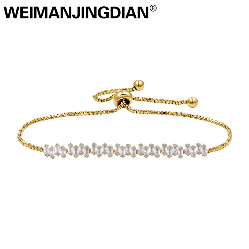 WEIMANJINGDIAN Brand Cubic Zirconia CZ Crystal Adjustable Bracelets for Women or Wedding Brides