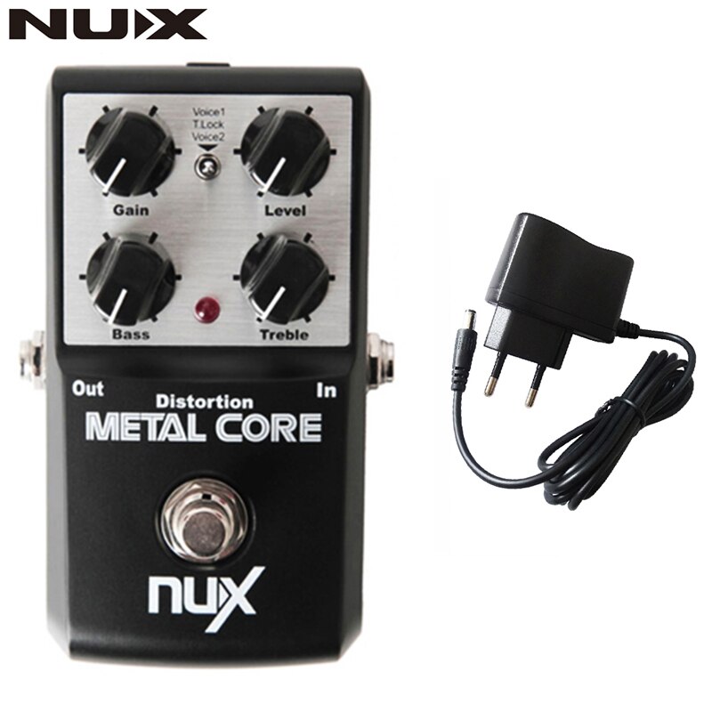 NUX Metal Core Distortion Effect Pedal True Bypass Guitar Effects Pedal 2-Band EQ Tone Lock Preset Function: EU PLUG-Metal Core