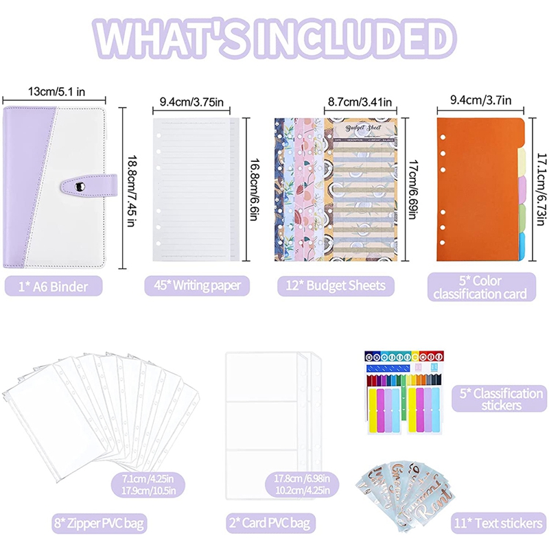 6 Holes Loose-Leaf Notebook, A6 Binder Budget Notebook Ring Binder Binder for Schools, Offices, Travel and Families