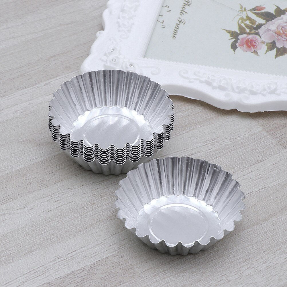 24Stck Aluminium Legierung Ei Torte Formen Nicht-Stock Welligkeit wiederverwendbar Blume bilden Cupcake Muffin Backen Tasse Tartlets Pfannen
