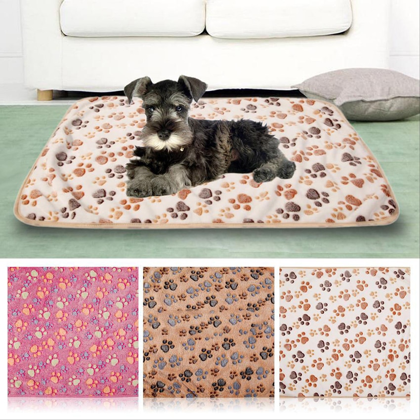 tapis pour animaux de compagnie petite grande patte impression chat chien chiot polaire couverture douce lit coussin chiot hiver fournitures pour animaux de compagnie patte impression artisanale