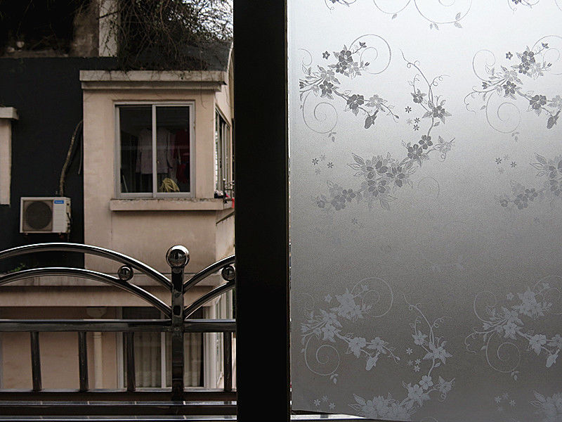 Nyeste 2m x 45cm vindue dør privatliv film værelse badeværelse hjemme glas klistermærke pvc frostet: Blomster