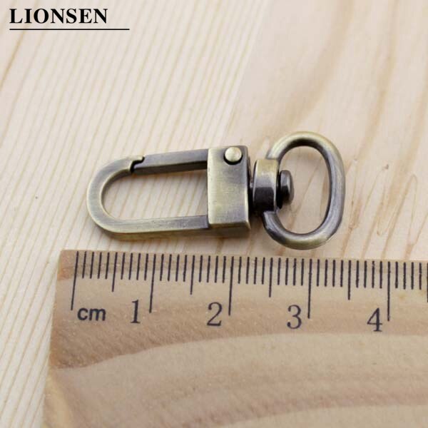 Lionsen-accesorios para bolsas de bronce, hebilla de equipaje, gancho a presión/perro, colgador de bolsas, cierre de langosta, anillo en D de 12 mm de diámetro, 6 juegos por lote