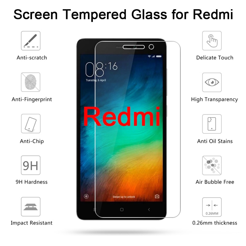 2 Piece 9H Clear Tempered Glass Screen Protector for Redmi S2 Go 3S 3X 3 2 Film HD Protective Glass for Xiaomi Redmi 4X 4A 4 Pro