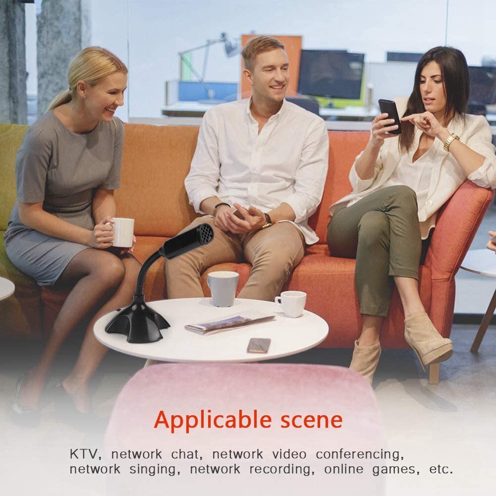 USB Desk Microphone Gooseneck Omnidirectional Condenser Mic with Stand for Desktop Laptop PC Computer