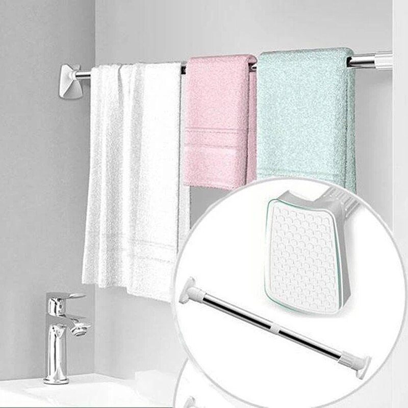 Shower Curtain Rods Curtain Rail Pole 1PC Wardrobe Organizer Rack Hanging Punch-Free Extendable Curtain Telescopic Pole