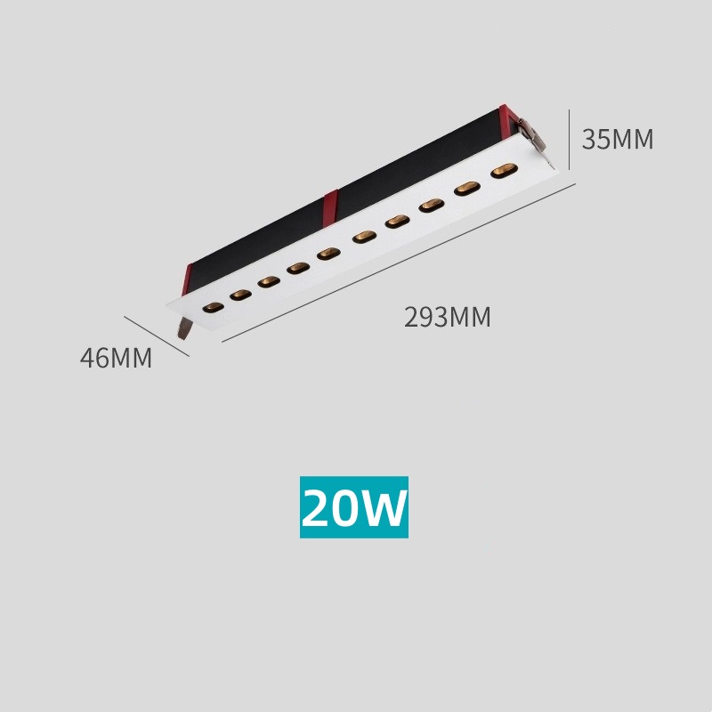 Ingebouwde ledstrip anti-glare spotlight 5heads 10W 10heads 20W 15heads 30W 20heads 40W minimalistische lijnlicht woonkamer 60-260V: changeable / 1w / Body Kleur