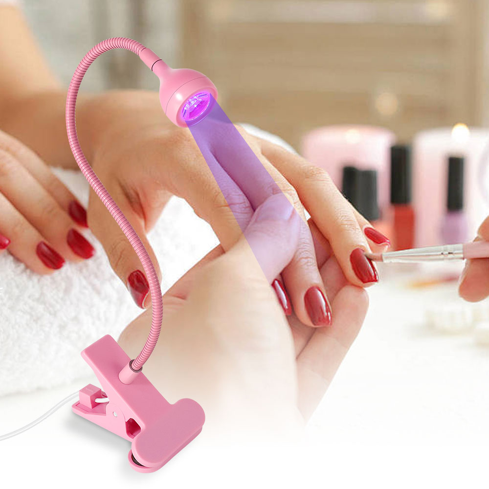 Lámpara LED UV para secado de esmalte de uñas de Gel, minilámpara portátil USB para escritorio, Flexible, con Clip, para salón de manicura