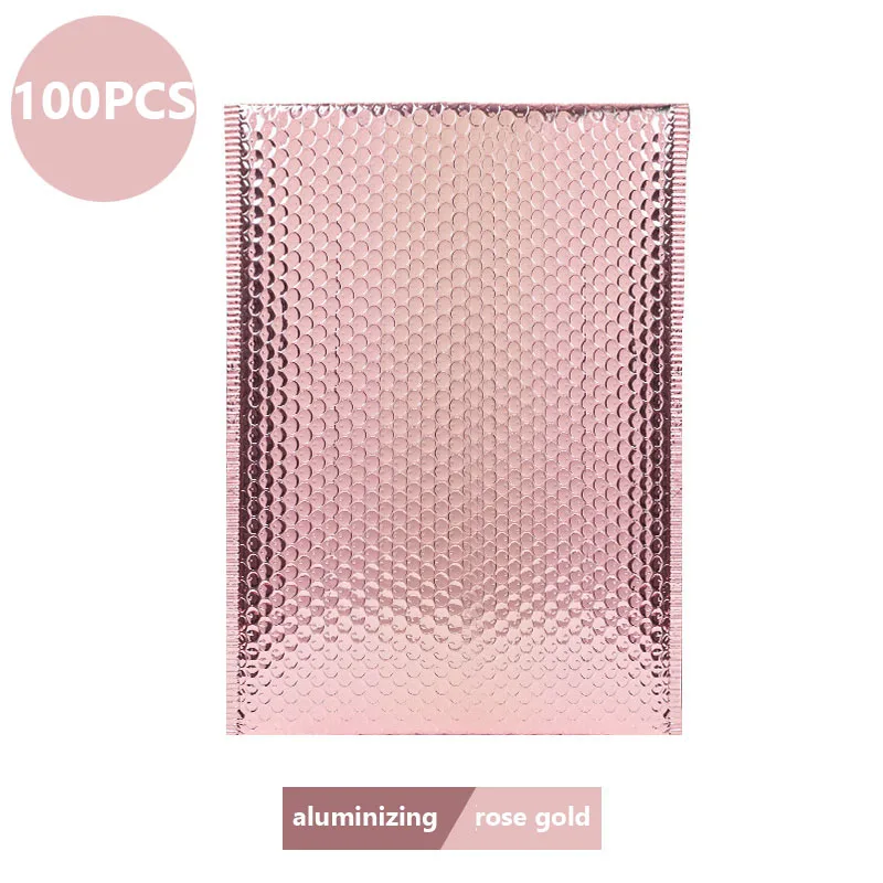 100 rose-patterned bubble mailers, bags for shipping bags, bubble envelopes, padded packaging, waterproof packaging bags, thickened shipping bags: 13*15cm / Pink