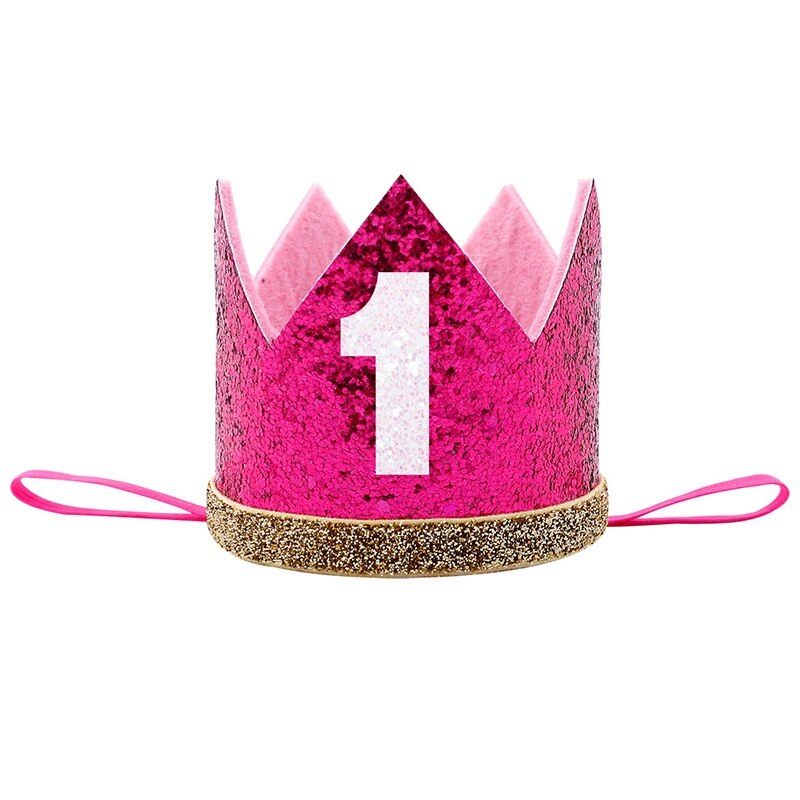 Baby Boy Girl First 1st Birthday Party One Three Eighteen Years Old Crown Pattern Children Hair Band Headband Prince Hat: 3