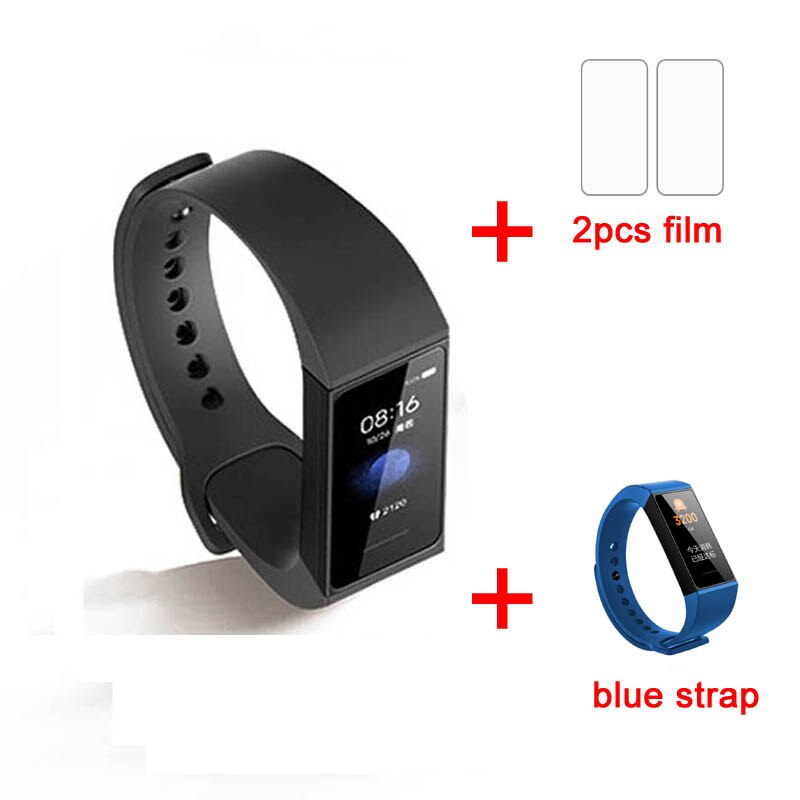 Xiaomi redmi band smart puls fitness sport tracker bluetooth 5.0 vandtæt armbånd touch stor farveskærm armbånd: Tilføj blå rem