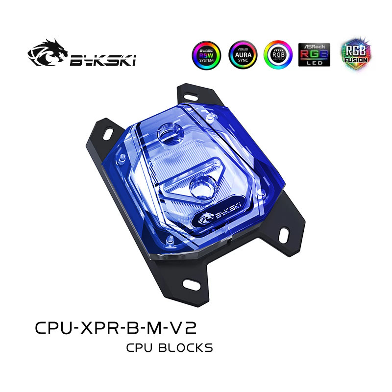 Bykski-bloque de agua para CPU, sistema de refrigeración líquida, Enfriador de CPU, 5V, CPU-XPR-B-I-V2, para INTEL LGA1150 1151 X99 /AMD RYZEN AM4 AM3: AMD 4PIN (RGB)