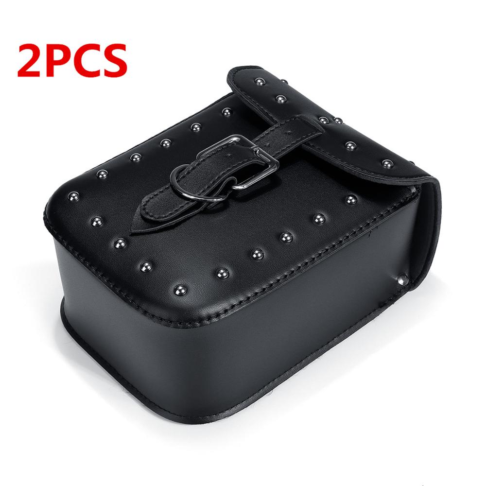 Bolsa de herramientas para motocicleta Softail/Dyna, alforjas de viaje, maletas, equipaje con remaches, Calavera, impermeable, color negro, 1 Juego: 2xRivet