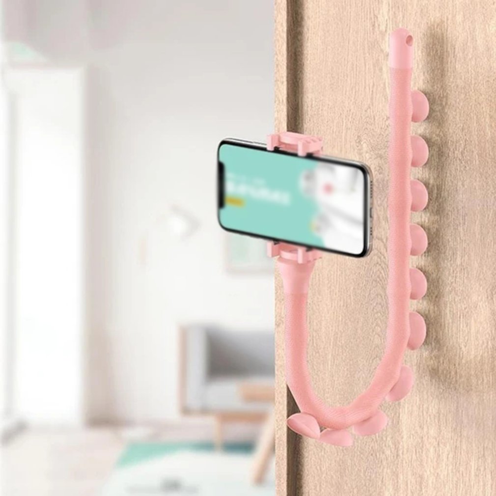 Soporte de pared para teléfono móvil oruga, soporte Flexible con ventosa para bicicleta de escritorio,: green