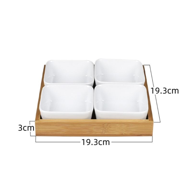 Ceramic Sauce Dish Divided Dipping Bowl Tray Condiment Dish Storage Tray for Kit: C