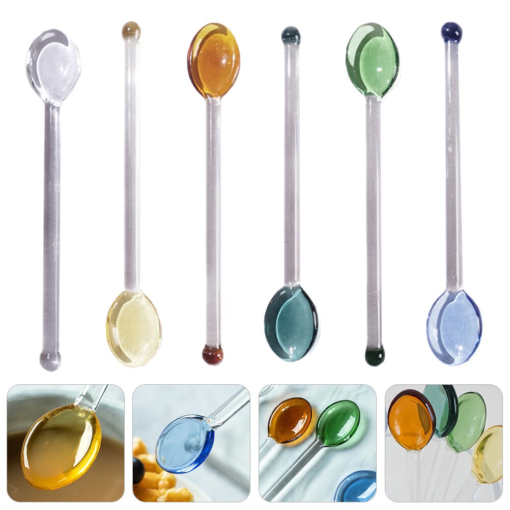Generic Glass Spoons, Clear Coffee Spoon,Stirring Rod Mixing Spoon Bar Swizzle Stick For Salt Sugar Tea Cocktail Cold Drink Appetizers Desserts(dark Green), AM0XDM0C4ZPUS