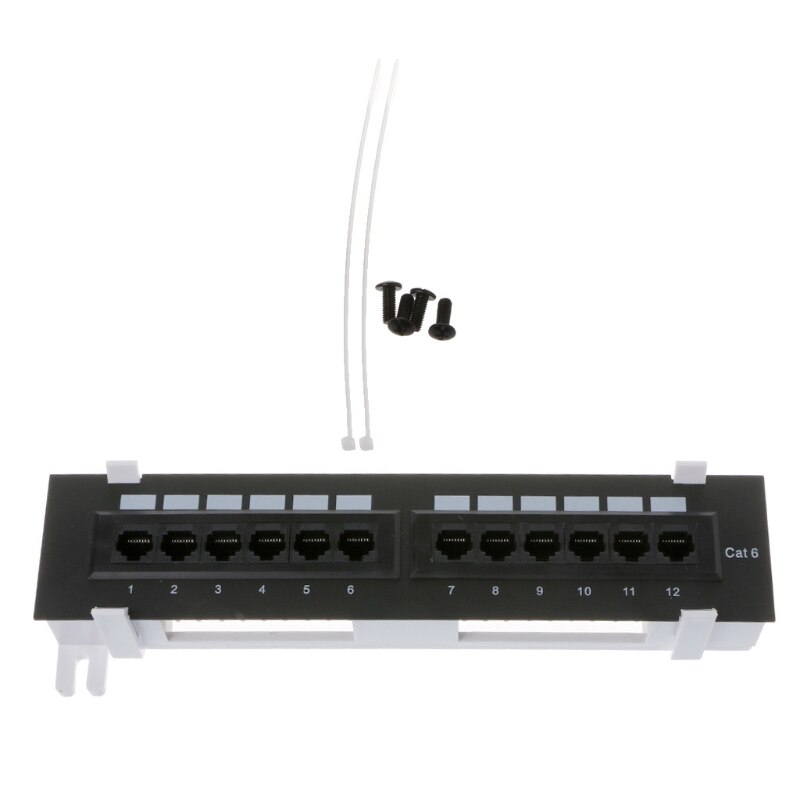 Dropship per staffa di montaggio su Rack per montaggio a parete RJ45 Patch Panel CAT6 a 12 porte