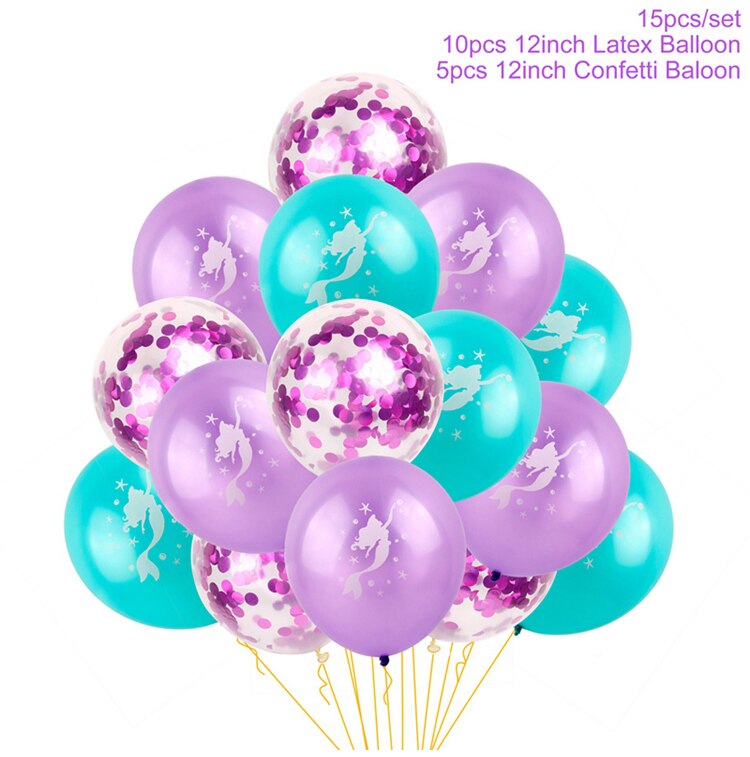 Huiran Mermaid Balloon Happy Birthday Ballon Little Mermaid Birthday Party Decor Kids Balloons Foil Baloon Giant Balony Balon
