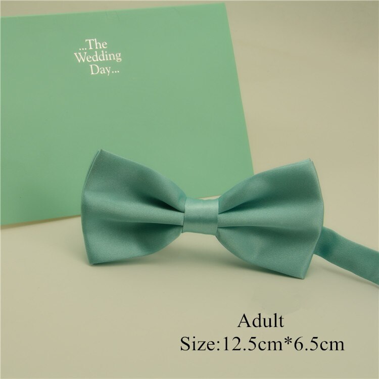 Nœud papillon pour hommes et enfants, couleur unie vert menthe, cravate de mouchoir ajustable, bleu vert, poche carrée: Adult bowtie