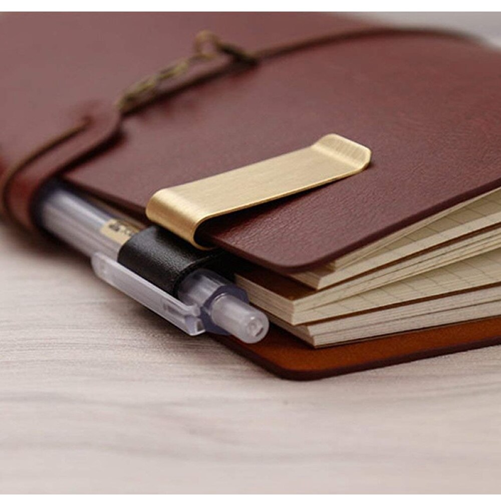 Pen Loop For Notebook Retro Leather Journal Notebook Pencil Holder Bookmark With Metal Clip