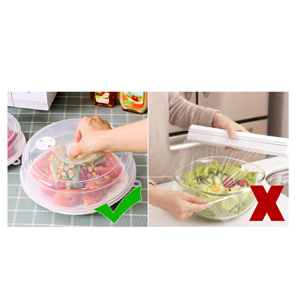 Plate Cover Anti-Splatter Lid for Microwave with Steam Vent Bowl Food Protection Dome Plastic
