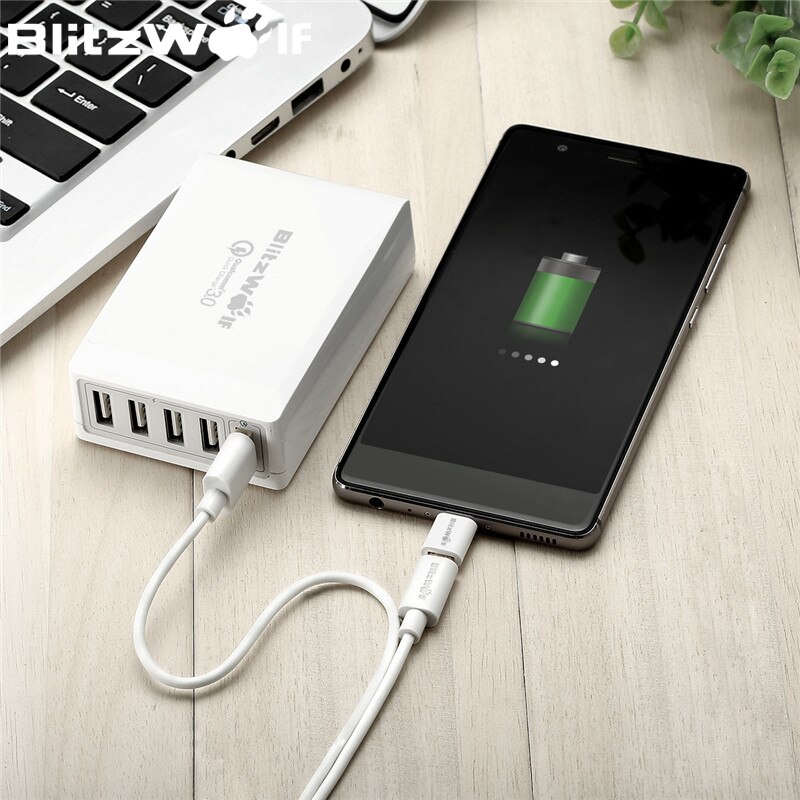 BlitzWolf BW-A2 2 stks/partij Micro USB naar USB Type-C USB C Adapter Man-vrouw Convert Connector Voor xiaomi Voor Huawei Telefoons