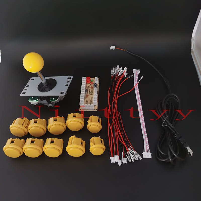 DIY Arcade joystick kit 5 pin Joystick Arcade SANWA Push Button Zero Delay USB Board With Wires for PC joystick plate