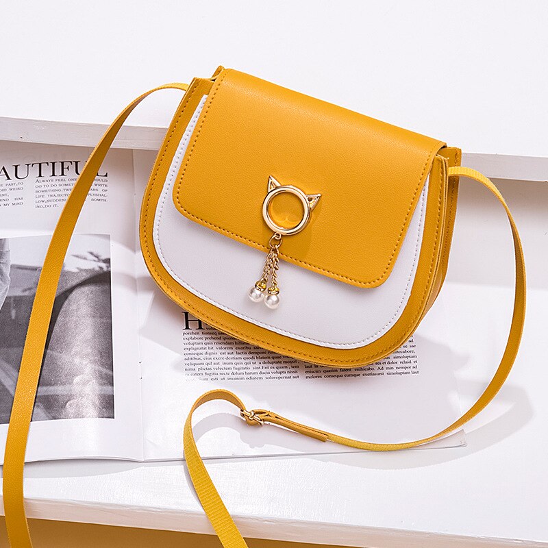 Dames handtas versie van de casual kleine contrasterende kleur persoonlijkheid dames handtas schouder diagonaal crossbody tas: Geel