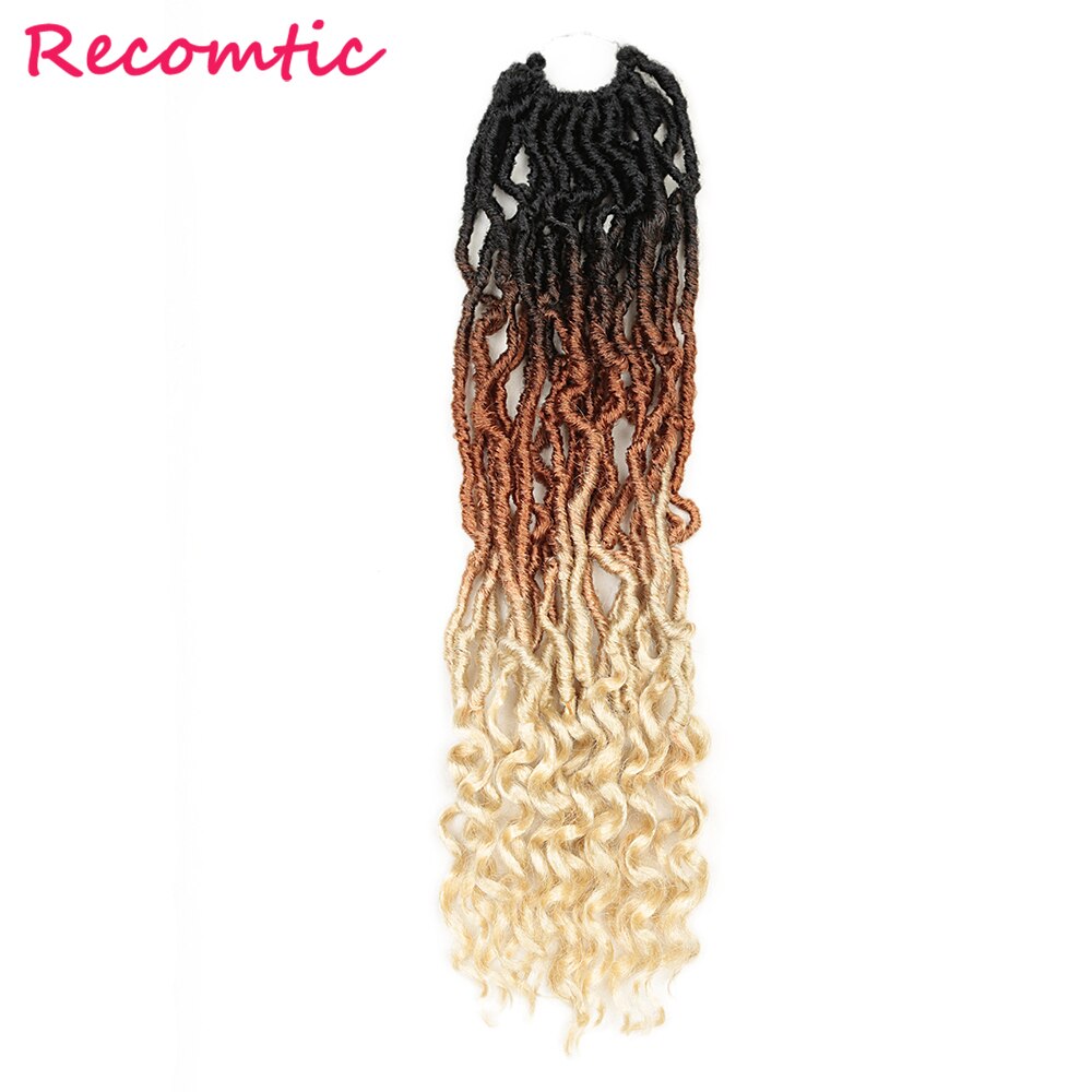 Recomtic 20inch Natural Synthetic Hair Extensions Goddess Nu Locs Crochet Braids Heat Resistant For Black Women
