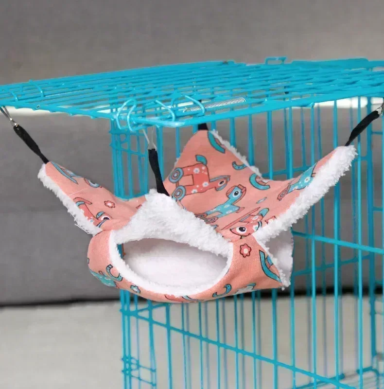Kjæledyr hengekøye bomull hamster mus hengeseng liten kjæledyr hamster kanin dobbelt lag varm søvn reir hengekøye utstyr