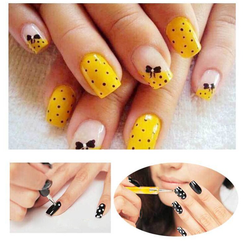 5 pcs/set 2 way Nail Art Dot Dotting Pen Dotting marbleizing Painting Drawing Aluminum Pen Nail Care Art DIY sets