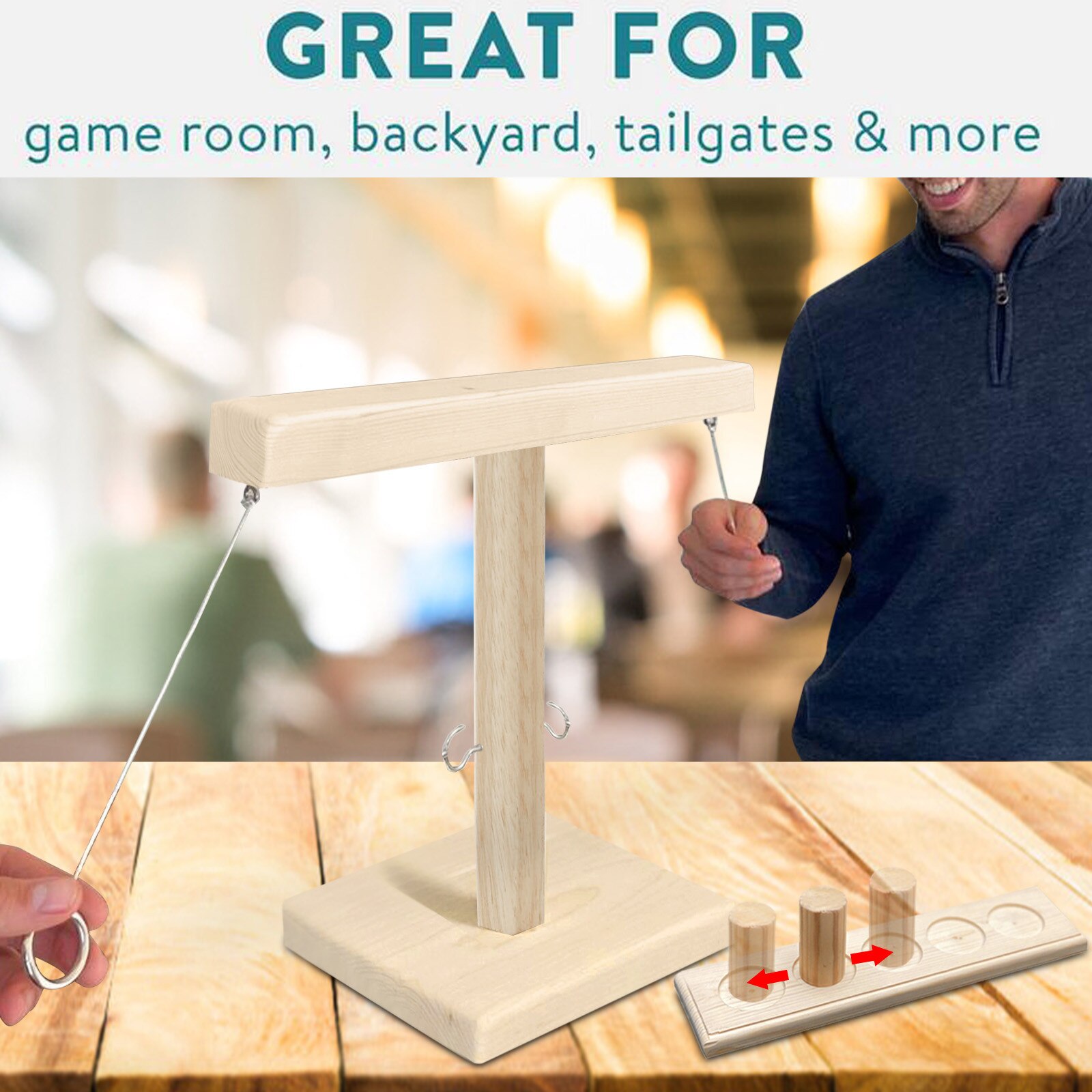 Party Family Fun Tijd Handgemaakte Houten Ring Toss Haken Snelle Interactief Spel Voor Bars Thuis Ring Gooien Spel