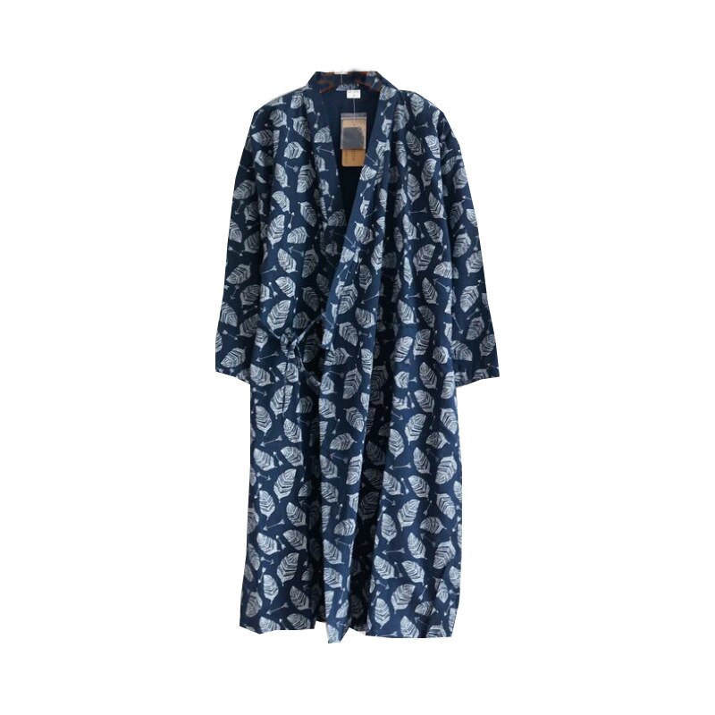 Mannen Gewaad Pyjama Lange Mouw Nachtkleding Badjas Pyjama Homewear Nachtkleding Katoen Comfortabele Sleeprobe Pimajas: Blue / L