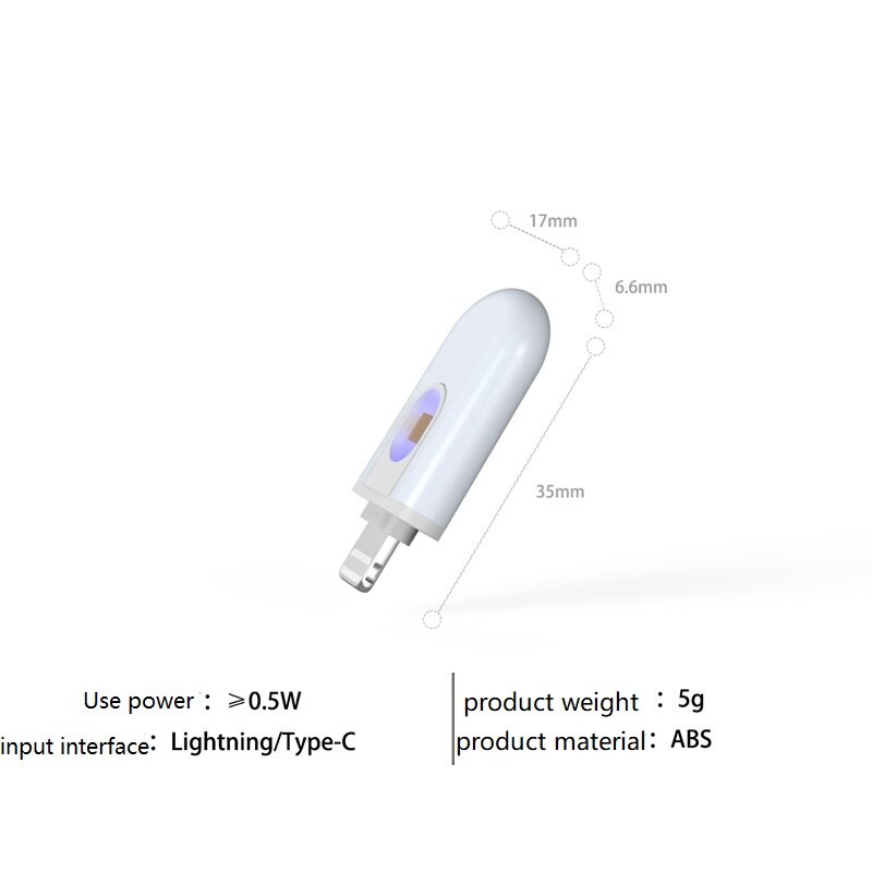 Usb Draagbare Persoonlijke Reizen Uvc Led Kiemdodende Lamp Mobiele Telefoon Usb Interface Plug Voeding Handheld Kiemdodende Mini Lamp