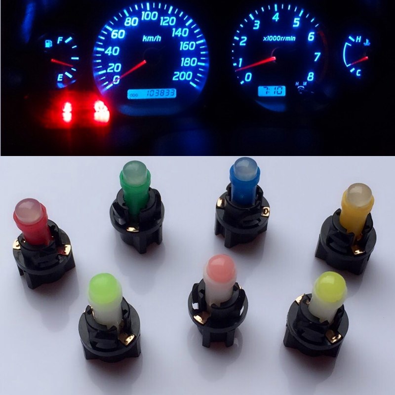 Bombilla Led T5 T6.5 w1.2 WCAR, luces interiores, panel, cuña indicadora de calentamiento, instrumento automático, lámpara de aire acondicionado 12V 10 Uds.