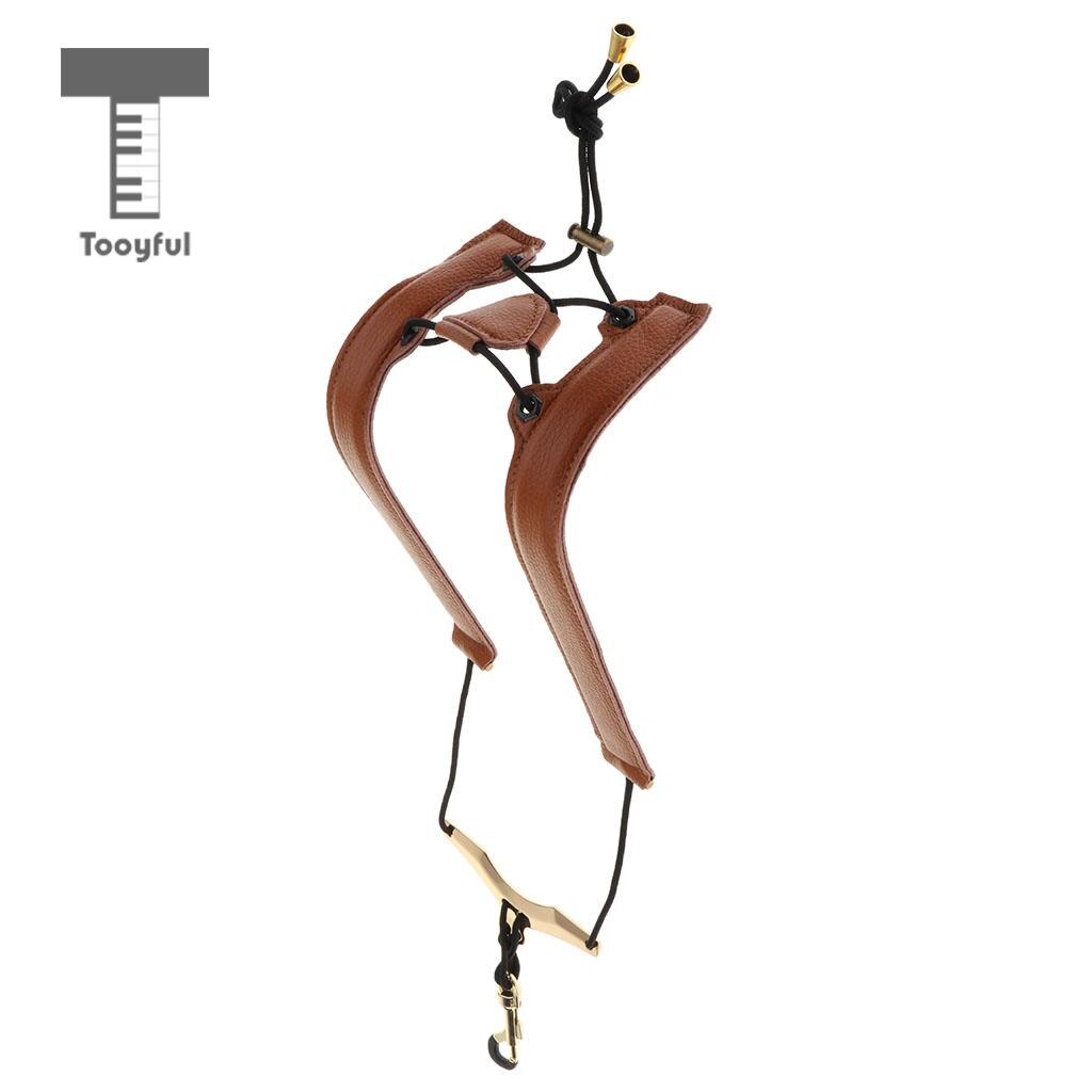 Tooyful Leather Saxophone Neck Strap - Adjustable Width 24mm - for Alto Tenor Soprano Sax