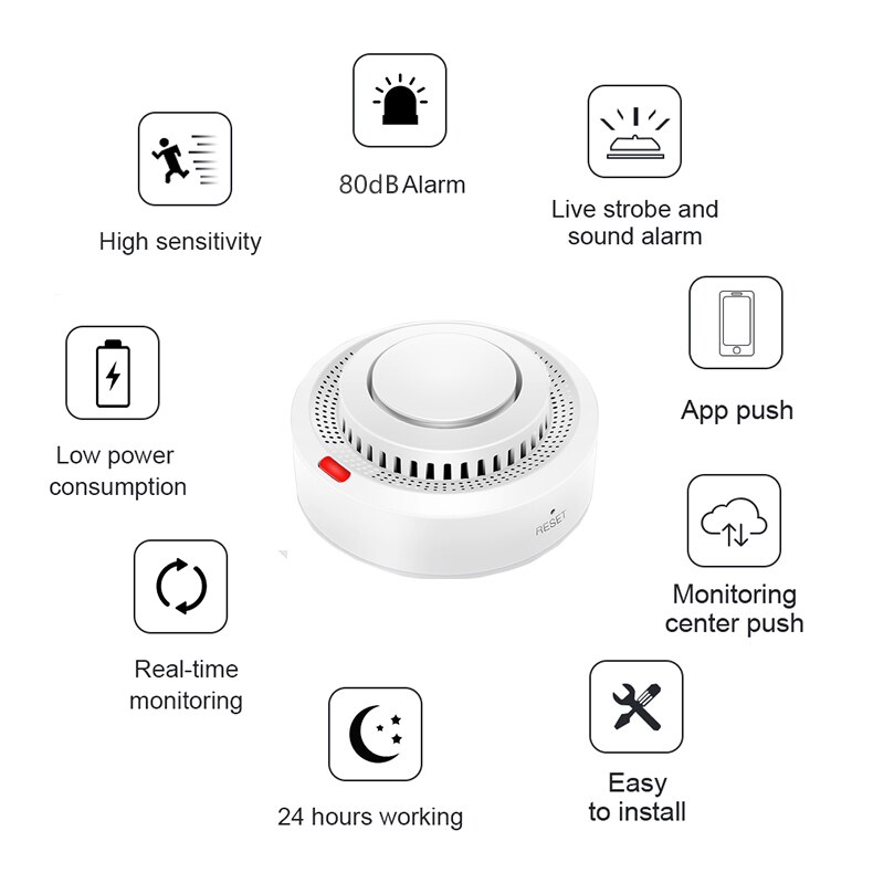 Tuya wifi røgalarm smart life app brandalarm røgsensor wifi røgalarm sikkerhedsdetektor 80db