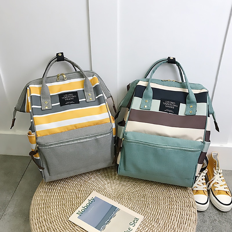 Gestreepte Stijl Rugzak Canvas Vrouwen Rugzak Hoge Capaciteit Tiener Meisje School Rugzak Rugzak Rugzak Vrouwelijke Mochilas