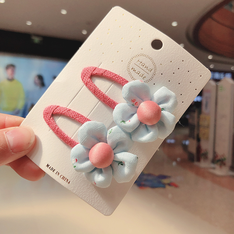 2PC/Set Cute Grid Fabric Flower Hair Clips For Children Sweet Girls Barrettes Hair Grips Hair Accessories HeadWear Headdress