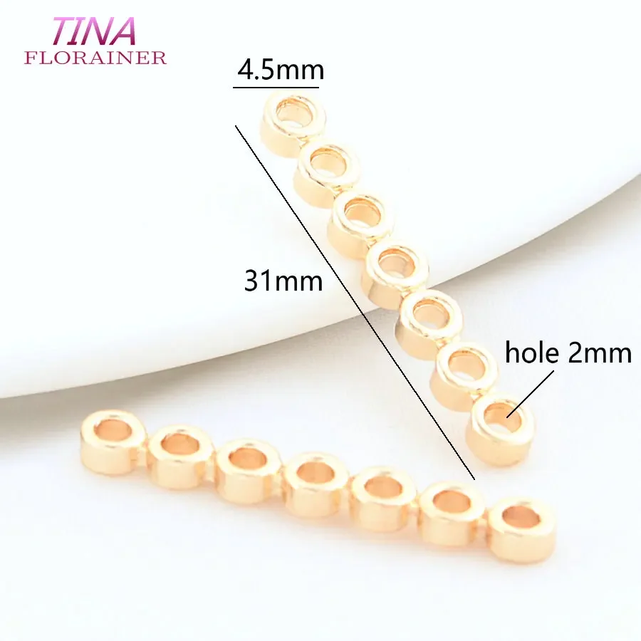 Componentes para hacer joyas con cuentas, conector de pulsera y collar con 5 agujeros, separadores de barra espaciadora de cuentas chapadas en oro Real de 18K Diy: M / Rojo
