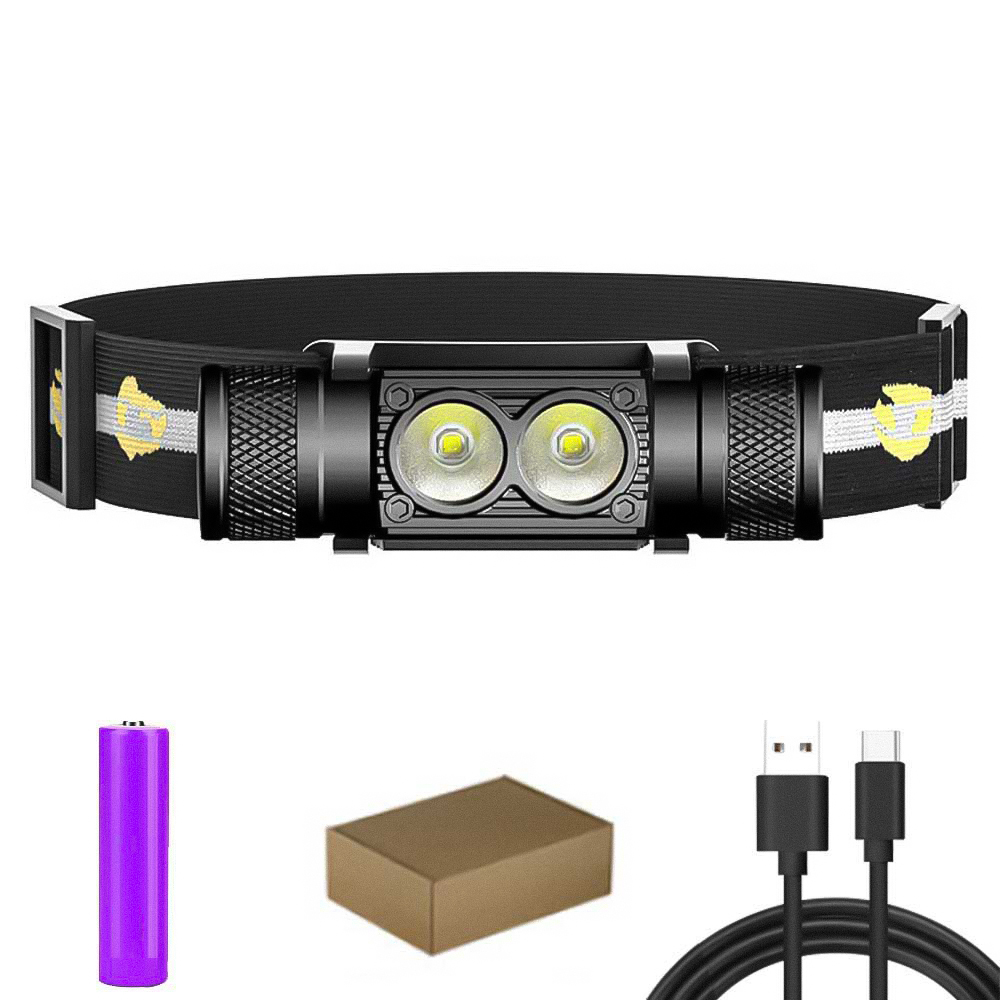 Nyeste type-c usb led pandelampe fiskeri 18650 pandelampe lommelygte jagt pandelampe camping pandelampe lommelygte pandelampe: Foranderlig