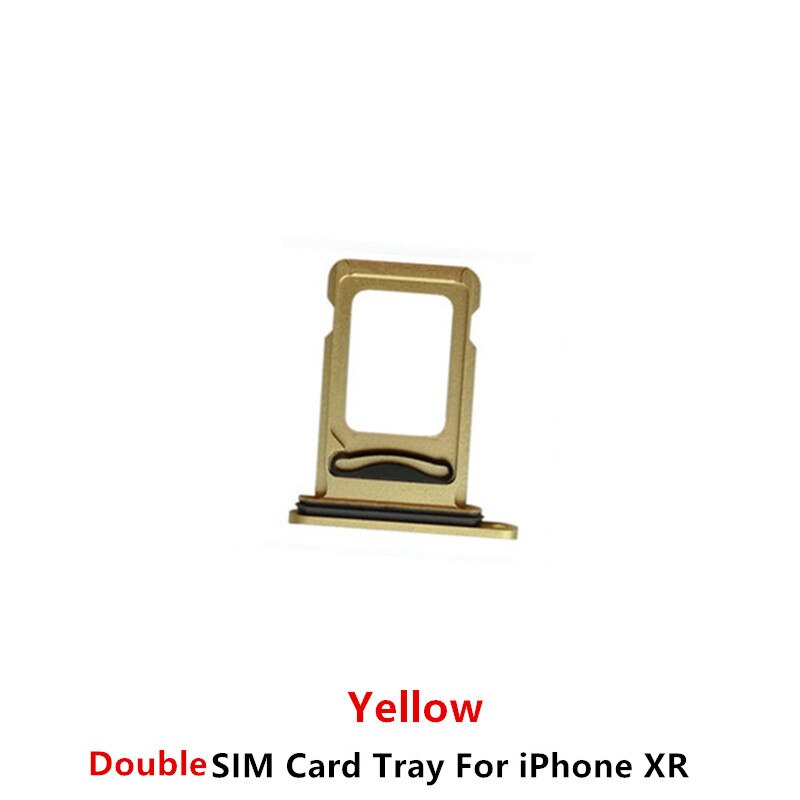 Single Double SIM Card Tray Holder Slot For iPhone XR SIM Holder Slot Tray Container Adapter Replacement Part: yellow Double SIM