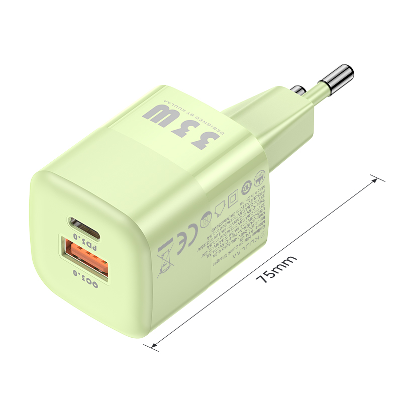 Kuulaa Usb C Lader 33W Gan Type C Pd Snel Opladen Voor Iphone 13 12 11 Max Pro Xs 8 Plus Voor Ipad Air 4 Ipad Mini: EU Green