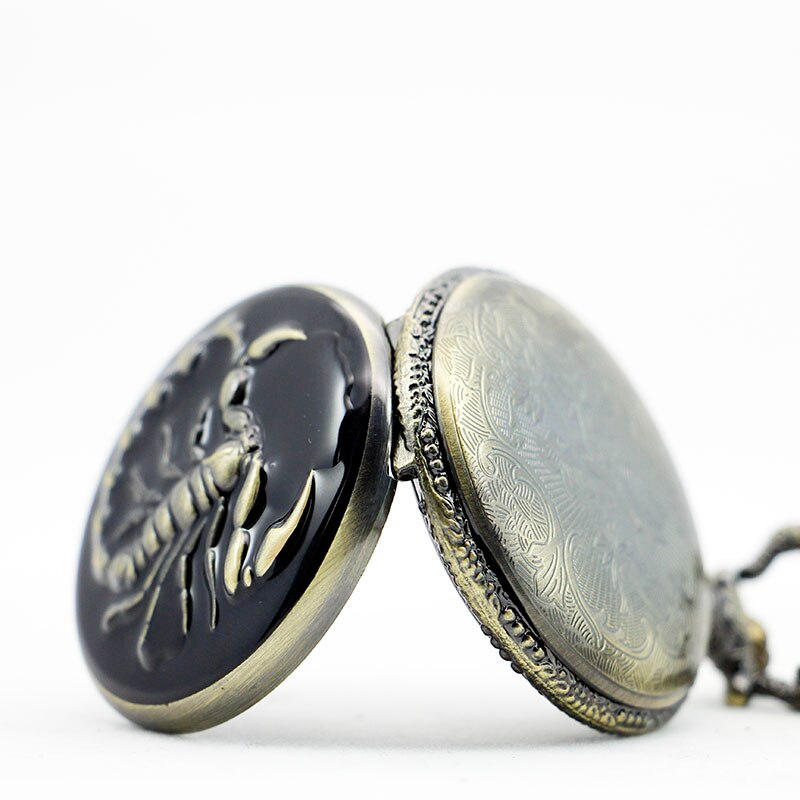 Bedste salg unikke seje scorpion kvarts lommeure til mand kvinde ur ur med fob kæde halskæde  wp4009