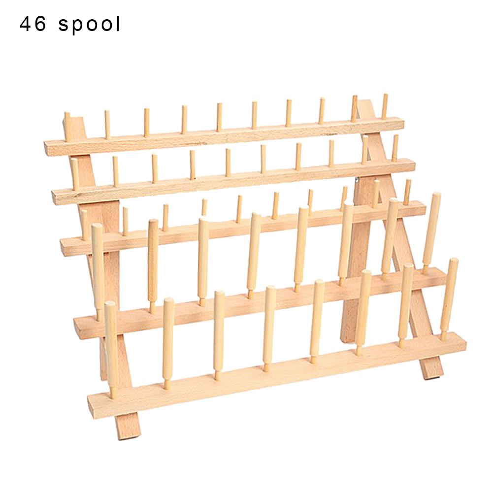 Hardwood Threaded Rack 46 Spools Foldable With Wall Hanging Hardware Sewing Tools Embroidery Thread Mini Cone Bracket: Default Title