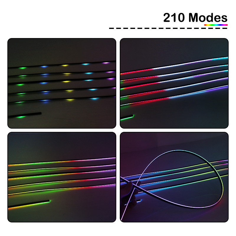 18 in 1 auto omgevingslicht 64 kleuren acrylstrips 110 cm 90 cm 75 cm 35 cm 20 cm volledige kleuren RGB auto-interieur Bluetooth app-bediening